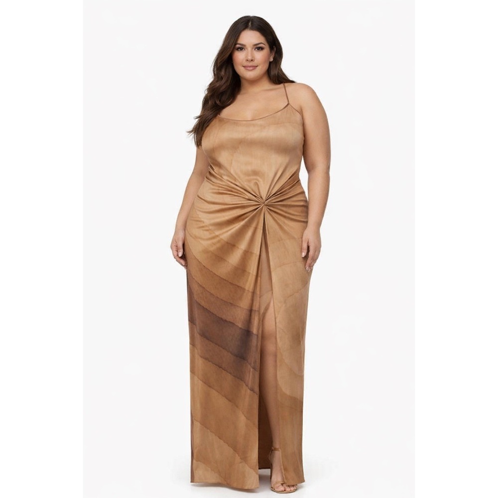 SKIMS Silk Slip Dress High Slit Nude Print Womens 4X